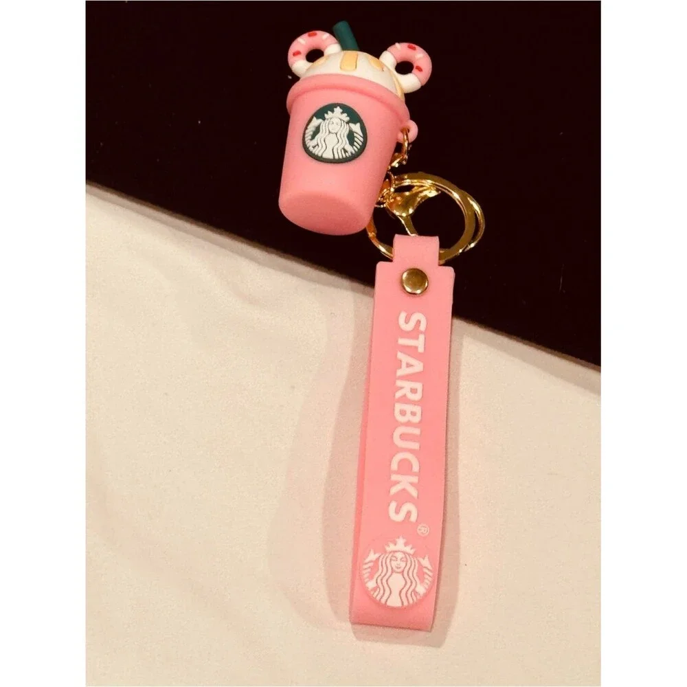 3D Mouse Donut Coffee Cup Keychain Bag Charm Silicone Wristlet Strap Gift NIP